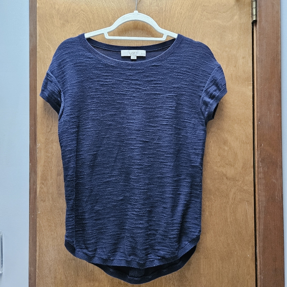 LOFT Navy Blue Short Dolman Sleeve Top